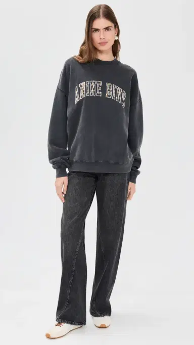 ANINE BING Miles Anine Bing eopard Sweatshirt Washed Black | Thumbnail 5