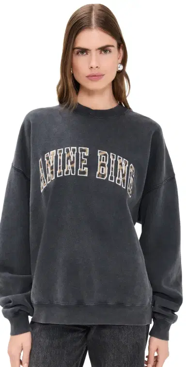 ANINE BING Miles Anine Bing eopard Sweatshirt Washed Black | Thumbnail 1