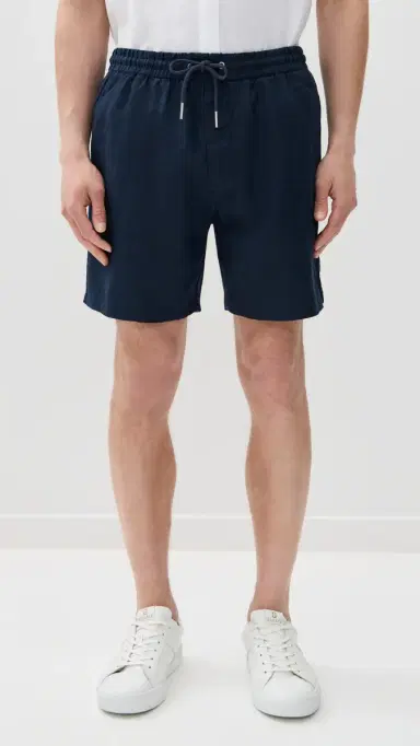 NN07 Gregor Drawstring Linen Shorts 6 Navy Blue | Thumbnail 2