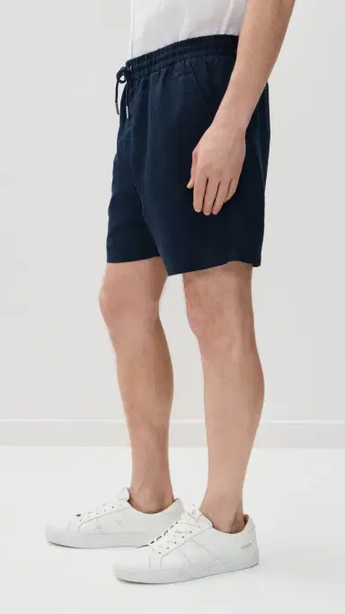 NN07 Gregor Drawstring Linen Shorts 6 Navy Blue | Thumbnail 4