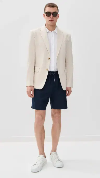 NN07 Gregor Drawstring Linen Shorts 6 Navy Blue | Thumbnail 5