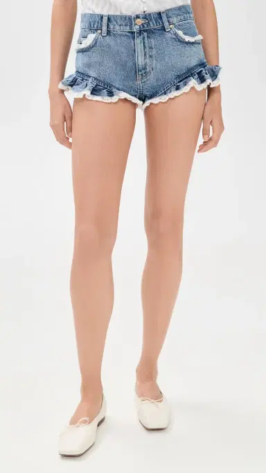 LoveShackFancy Azalure Denim Shorts Faded Blue | Thumbnail 3 LoveShackFancy Azalure Denim Shorts Faded Blue | Thumbnail 3