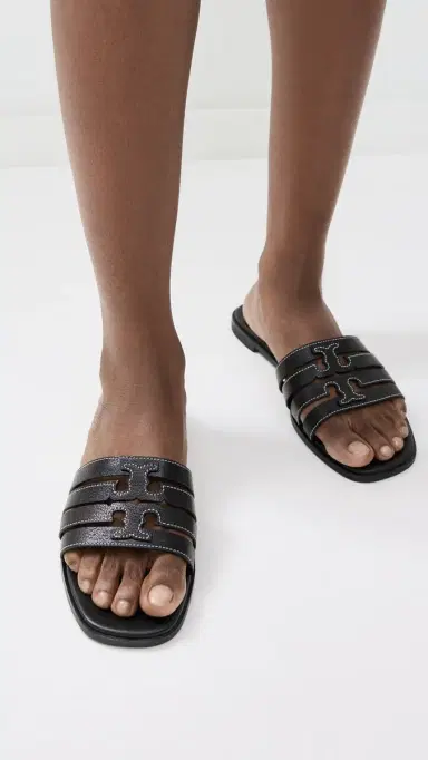 Tory Burch Ines Cage Slides Perfect Black / Perfect Black 8 | Thumbnail 3