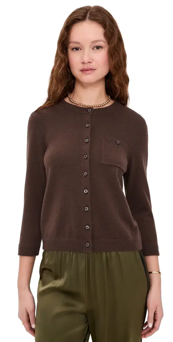 Vince Pocket Cardigan Dk Bark