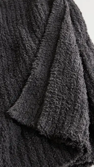 Barefoot Dreams CozyChic Ribbed Throw Carbon One Size | Thumbnail 4