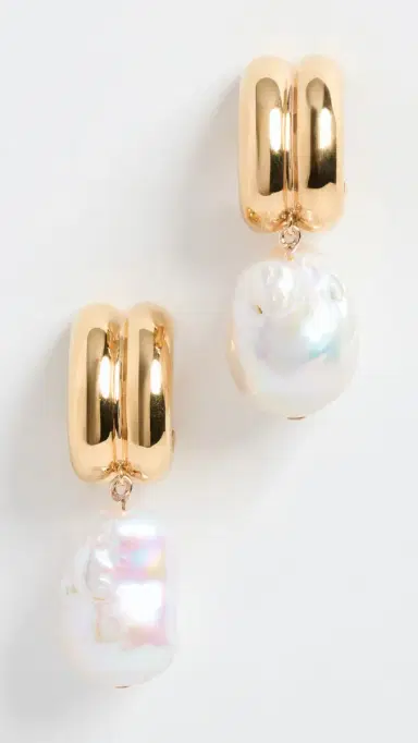 AGMES Baroque Juliette Earrings Gold Vermeil/Pearl One Size | Thumbnail 2