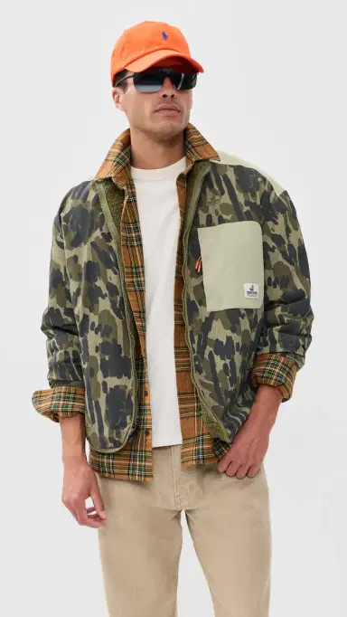 Malbon Tour Divot Camo Sherpa Jacket Bark Camo | Thumbnail 2