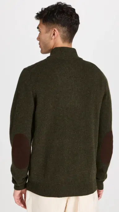 Barbour Elbow Patch Button Sweater eaweed | Thumbnail 3