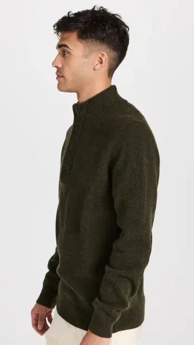 Barbour Elbow Patch Button Sweater eaweed | Thumbnail 4