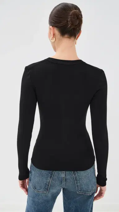 Nili Lotan Jordan Henley Tee Jet Black | Thumbnail 3 Nili Lotan Jordan Henley Tee Jet Black | Thumbnail 3