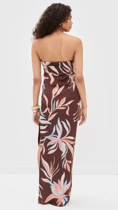 ROCOCO SAND Tube Ruched Maxi Dress Brown | Thumbnail 3