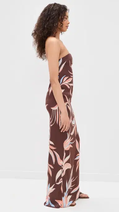 ROCOCO SAND Tube Ruched Maxi Dress Brown | Thumbnail 4