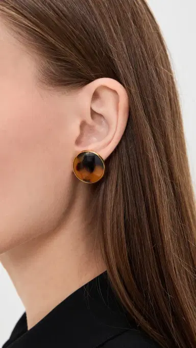 SHASHI Tort Stud Earrings Gold/Tort One Size | Thumbnail 3 SHASHI Tort Stud Earrings Gold/Tort One Size | Thumbnail 3