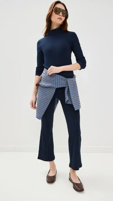 DONNI. DONNI. The Rib Kick Flare Pants Navy S | Thumbnail 5