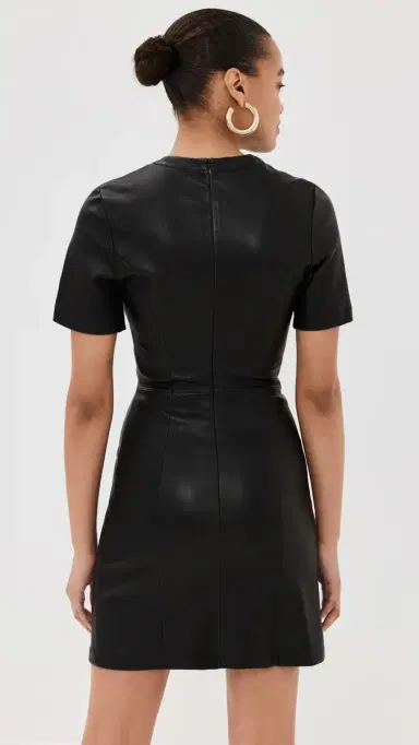 Rabanne Short Gathered Dress In Lambskin Black 38 | Thumbnail 3