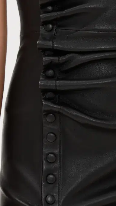 Rabanne Short Gathered Dress In Lambskin Black 38 | Thumbnail 6