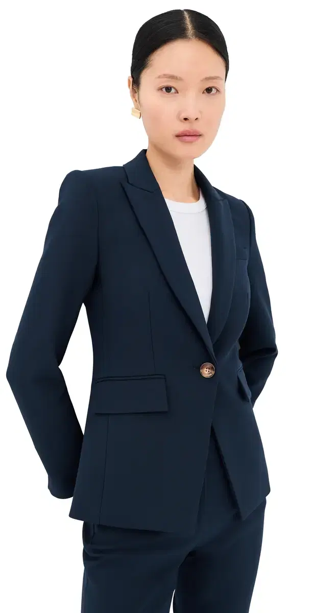 Veronica Beard Single Breasted Miller Dickey Blazer Navy