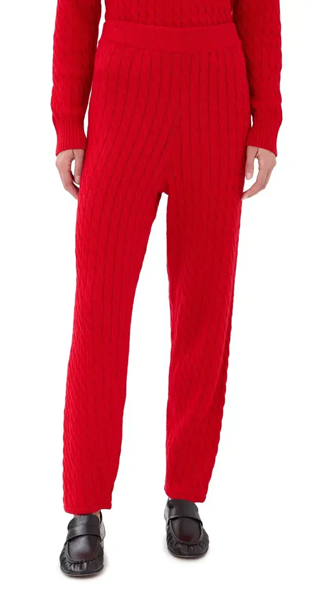 LE BOP Cable Knit Joggers Crimson