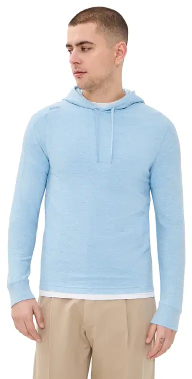 RLX Ralph Lauren Tech Waffle Knit Hoodie Office Blue Heather L | Thumbnail 1 RLX Ralph Lauren Tech Waffle Knit Hoodie Office Blue Heather L | Thumbnail 1