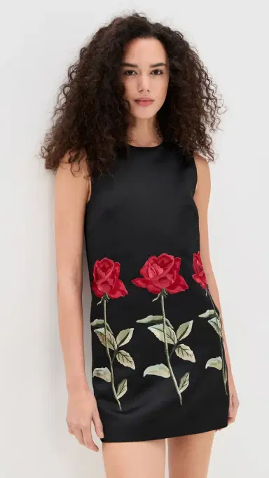 Leo Lin Yvonne Embroidered Mini Dress Ebony | Thumbnail 2