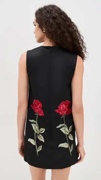 Leo Lin Yvonne Embroidered Mini Dress Ebony | Thumbnail 3