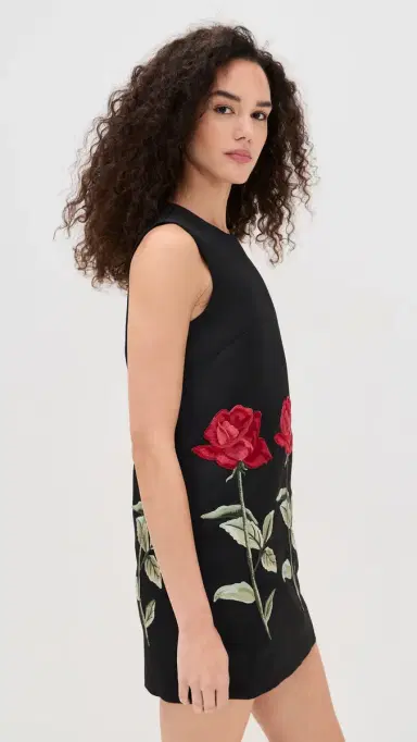 Leo Lin Yvonne Embroidered Mini Dress Ebony | Thumbnail 4