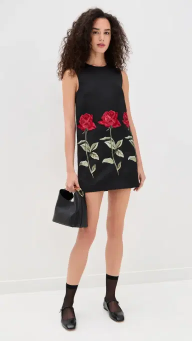 Leo Lin Yvonne Embroidered Mini Dress Ebony | Thumbnail 5