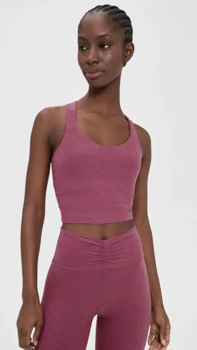 Beyond Yoga Twist Through Cropped Tank Top Smooth Mauve Heather | Thumbnail 2 Beyond Yoga Twist Through Cropped Tank Top Smooth Mauve Heather | Thumbnail 2