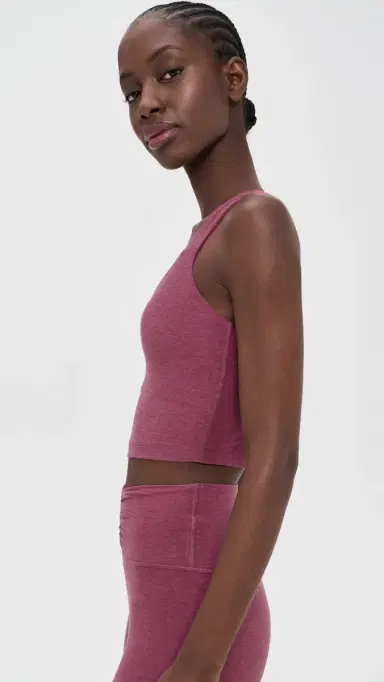 Beyond Yoga Twist Through Cropped Tank Top Smooth Mauve Heather | Thumbnail 4 Beyond Yoga Twist Through Cropped Tank Top Smooth Mauve Heather | Thumbnail 4