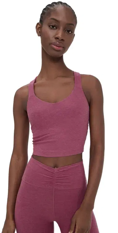 Beyond Yoga Twist Through Cropped Tank Top Smooth Mauve Heather | Thumbnail 1 Beyond Yoga Twist Through Cropped Tank Top Smooth Mauve Heather | Thumbnail 1