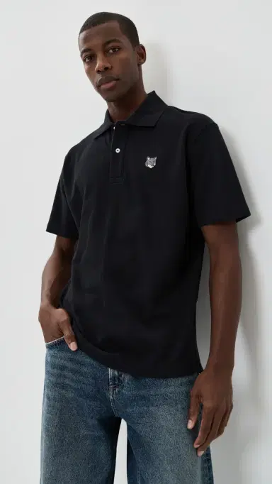 Maison Kitsuné Grey Fox Head Patch Comfort Polo Black L | Thumbnail 2