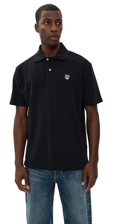 Maison Kitsuné Grey Fox Head Patch Comfort Polo Black L | Thumbnail 1