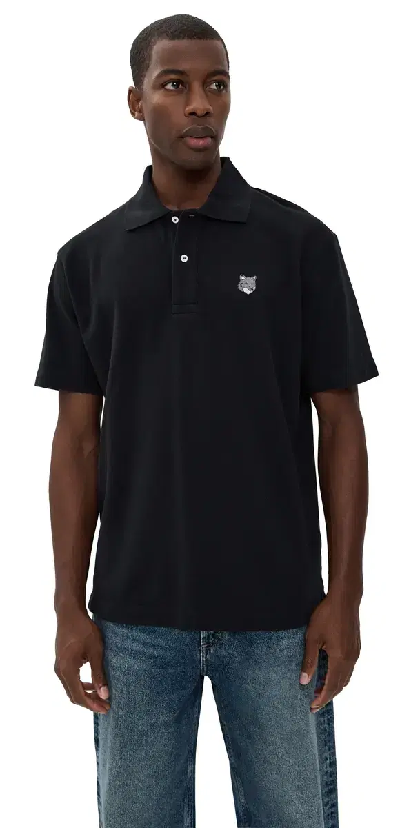 Grey Fox Head Patch Comfort Polo Black