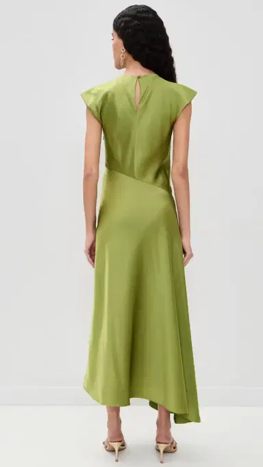 Tanya Taylor Violeta Satin Dress Asparagus | Thumbnail 3 Tanya Taylor Violeta Satin Dress Asparagus | Thumbnail 3