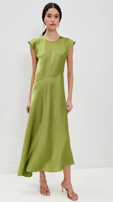 Tanya Taylor Violeta Satin Dress Asparagus | Thumbnail 5 Tanya Taylor Violeta Satin Dress Asparagus | Thumbnail 5