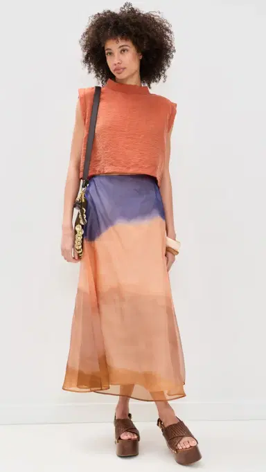 Ulla Johnson Esmeray Organza Silk Midi Skirt Moontide | Thumbnail 5 Ulla Johnson Esmeray Organza Silk Midi Skirt Moontide | Thumbnail 5