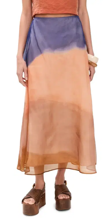 Ulla Johnson Esmeray Organza Silk Midi Skirt Moontide | Thumbnail 1 Ulla Johnson Esmeray Organza Silk Midi Skirt Moontide | Thumbnail 1