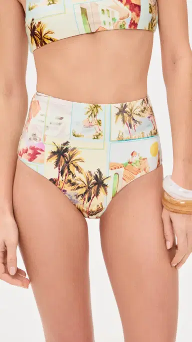 MINKPINK Dolce High Waisted Bikini Bottoms Vintage Postcards S | Thumbnail 2