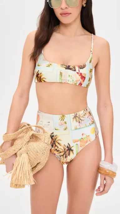 MINKPINK Dolce High Waisted Bikini Bottoms Vintage Postcards S | Thumbnail 4