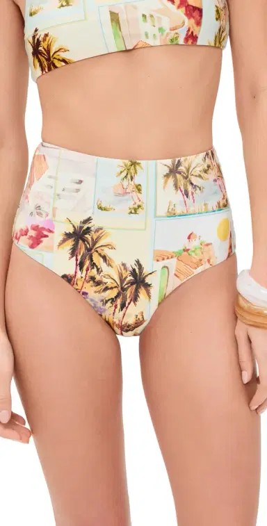MINKPINK Dolce High Waisted Bikini Bottoms Vintage Postcards S | Thumbnail 1