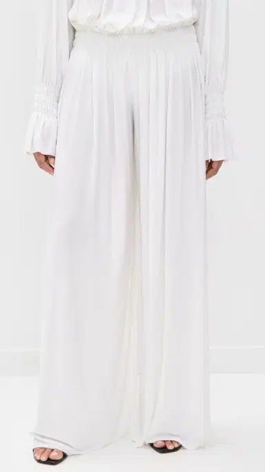 Norma Kamali Wide Leg Peasant Pants Snow White | Thumbnail 2 Norma Kamali Wide Leg Peasant Pants Snow White | Thumbnail 2