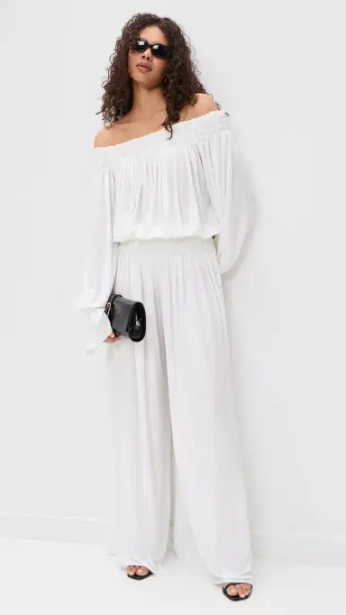 Norma Kamali Wide Leg Peasant Pants Snow White | Thumbnail 5 Norma Kamali Wide Leg Peasant Pants Snow White | Thumbnail 5