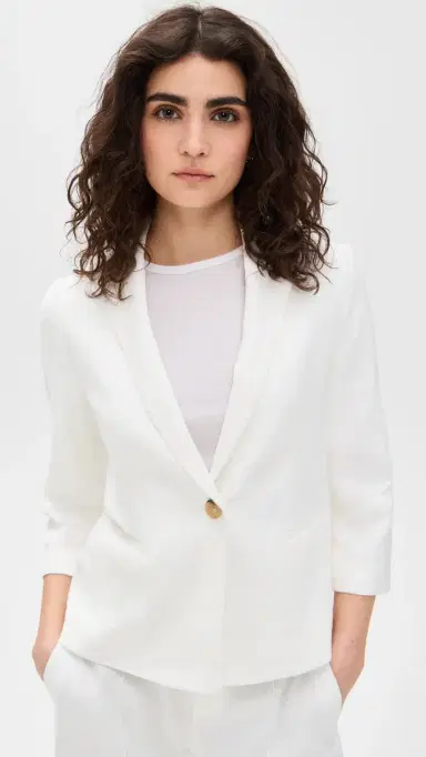 Vince Linen Shrunken Blazer Off White 8 | Thumbnail 2