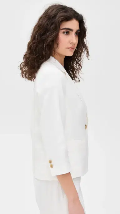 Vince Linen Shrunken Blazer Off White 8 | Thumbnail 4