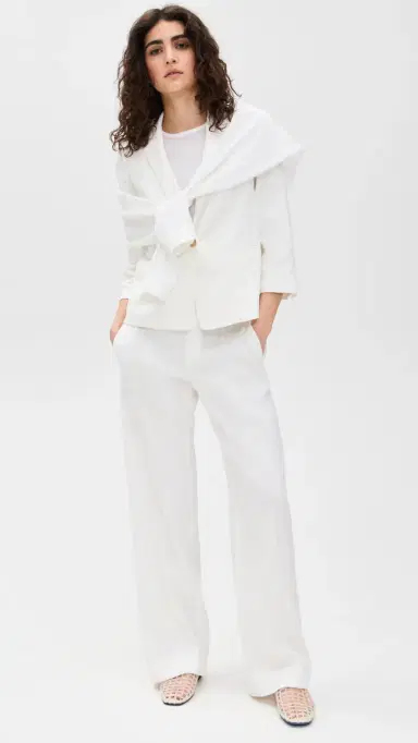 Vince Linen Shrunken Blazer Off White 8 | Thumbnail 5