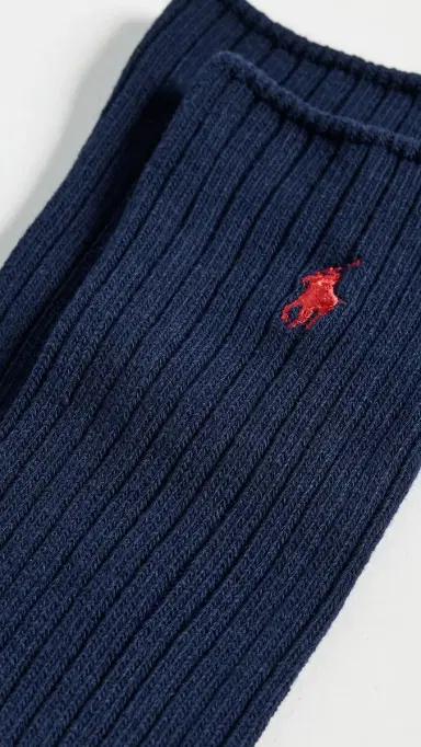 Polo Ralph Lauren Cotton Rib Crew Socks Navy | Thumbnail 3