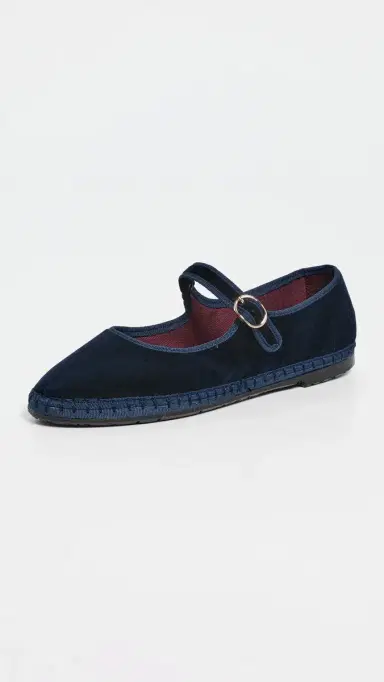 Flabelus Molly Velvet Mary Jane Flats Dark Blue 37 | Thumbnail 2 Flabelus Molly Velvet Mary Jane Flats Dark Blue 37 | Thumbnail 2