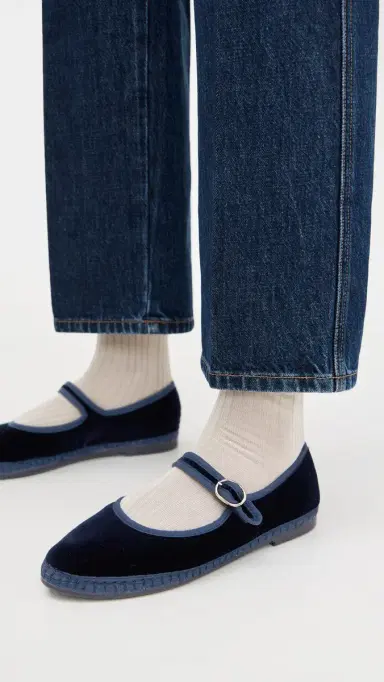 Flabelus Molly Velvet Mary Jane Flats Dark Blue 37 | Thumbnail 3 Flabelus Molly Velvet Mary Jane Flats Dark Blue 37 | Thumbnail 3