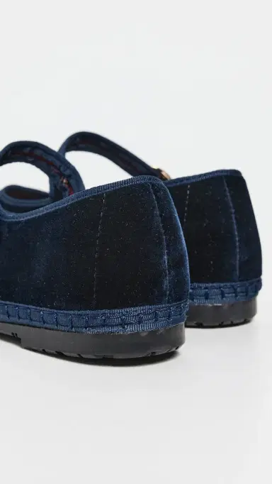 Flabelus Molly Velvet Mary Jane Flats Dark Blue 37 | Thumbnail 4 Flabelus Molly Velvet Mary Jane Flats Dark Blue 37 | Thumbnail 4
