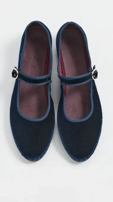 Flabelus Molly Velvet Mary Jane Flats Dark Blue 37 | Thumbnail 5 Flabelus Molly Velvet Mary Jane Flats Dark Blue 37 | Thumbnail 5